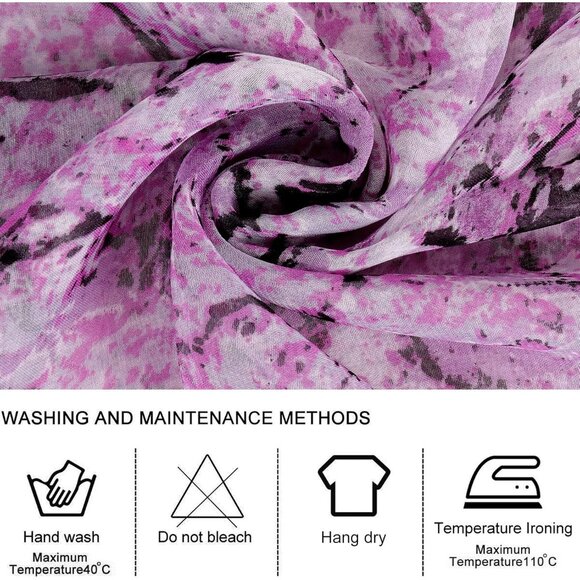 Women's Green+purple Fashion Lightweight Head Scarf Floral Print Chiffon Scarves - Picture 3 of 7